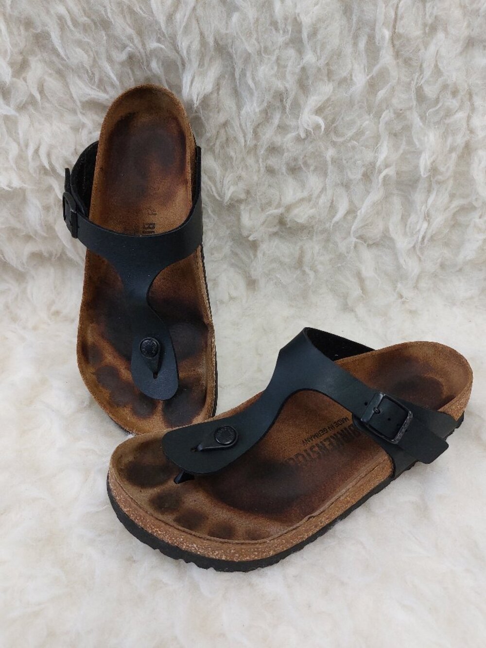 Birkenstock Gizeh Sandals Black Contoured Cork Footbed EU 39/US 8